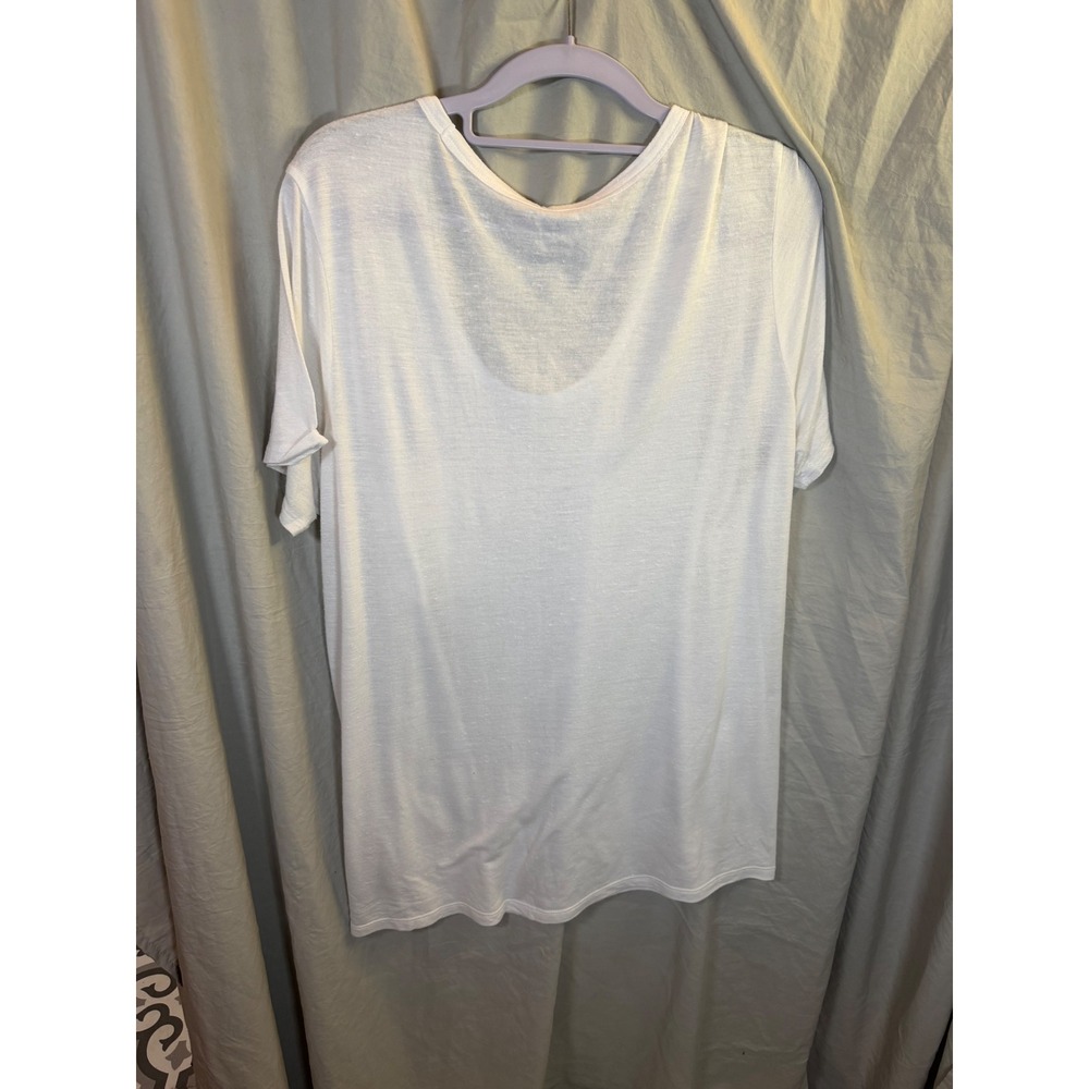 Faded Glory Womens White Scoop Neck Pocket Tee Shirt XXL 20 Rayon Blend Slub - Picture 5 of 6